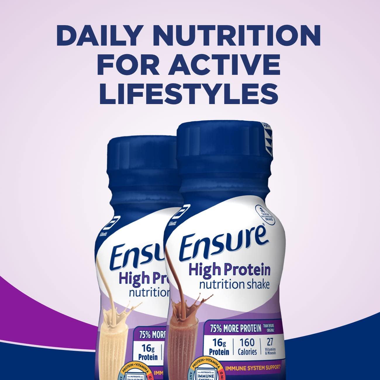 Ensure High Protein Nutritional Shake With Fiber, 16g Protein, Meal Replacement Shakes, With Nutrients to Support Immune System Health, Milk Chocolate w/ Fiber, 8 fl oz, 24 Count