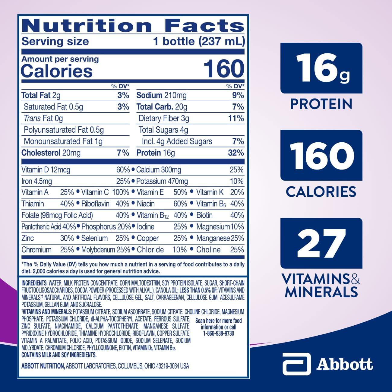 Ensure High Protein Nutritional Shake With Fiber, 16g Protein, Meal Replacement Shakes, With Nutrients to Support Immune System Health, Milk Chocolate w/ Fiber, 8 fl oz, 24 Count