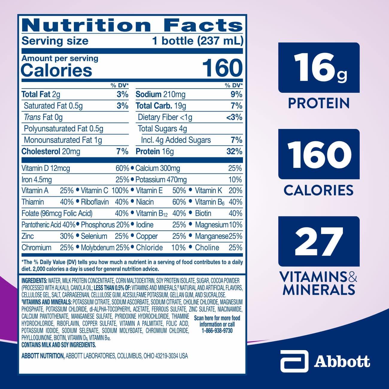 Ensure High Protein Nutritional Shake with 16g of Protein, Ready-to-Drink Meal Replacement Shakes, Low Fat, Milk Chocolate, 8 fl oz, 6 Count