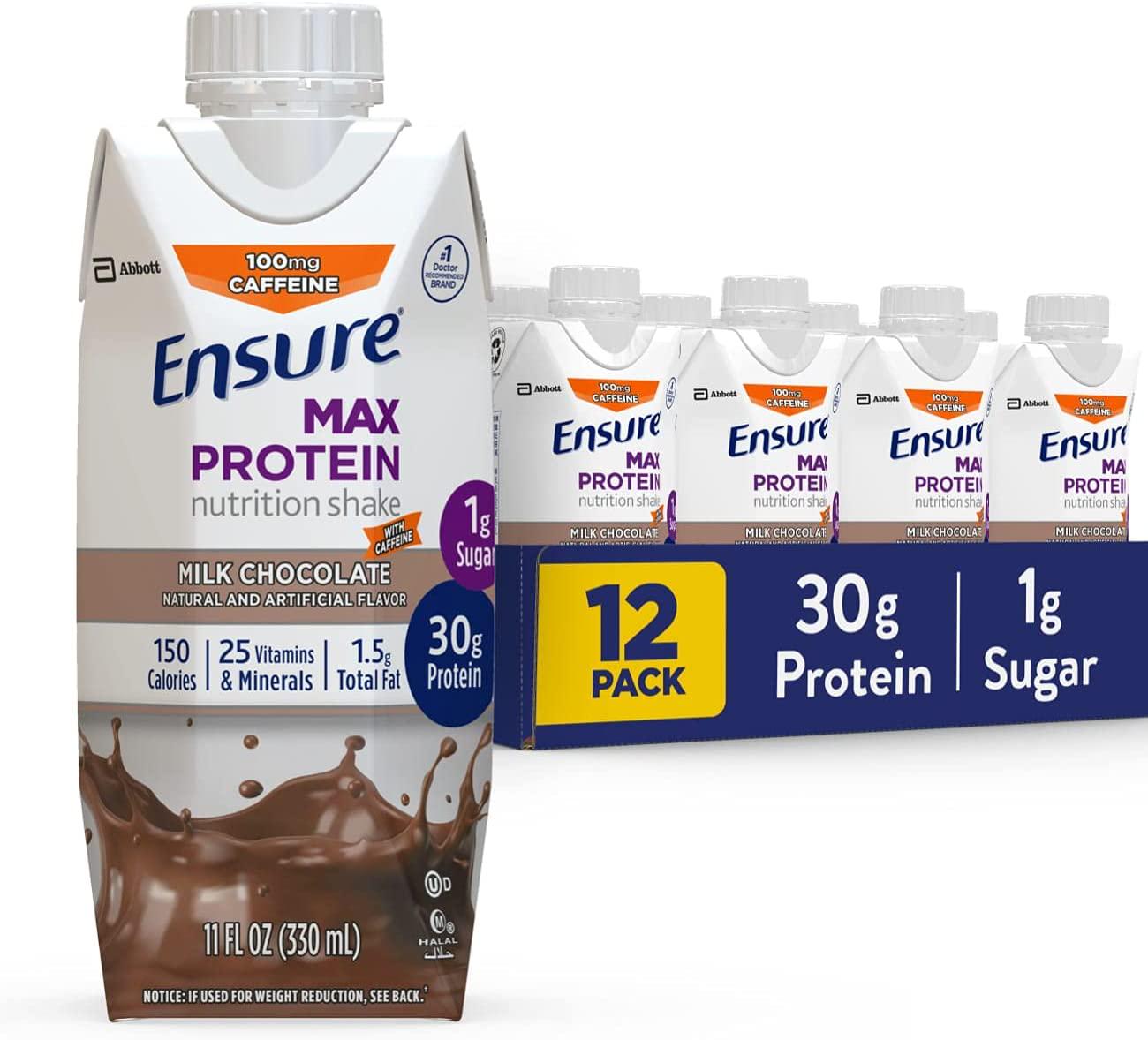 Ensure Max Protein, Chocolate with Caffeine, 12ct