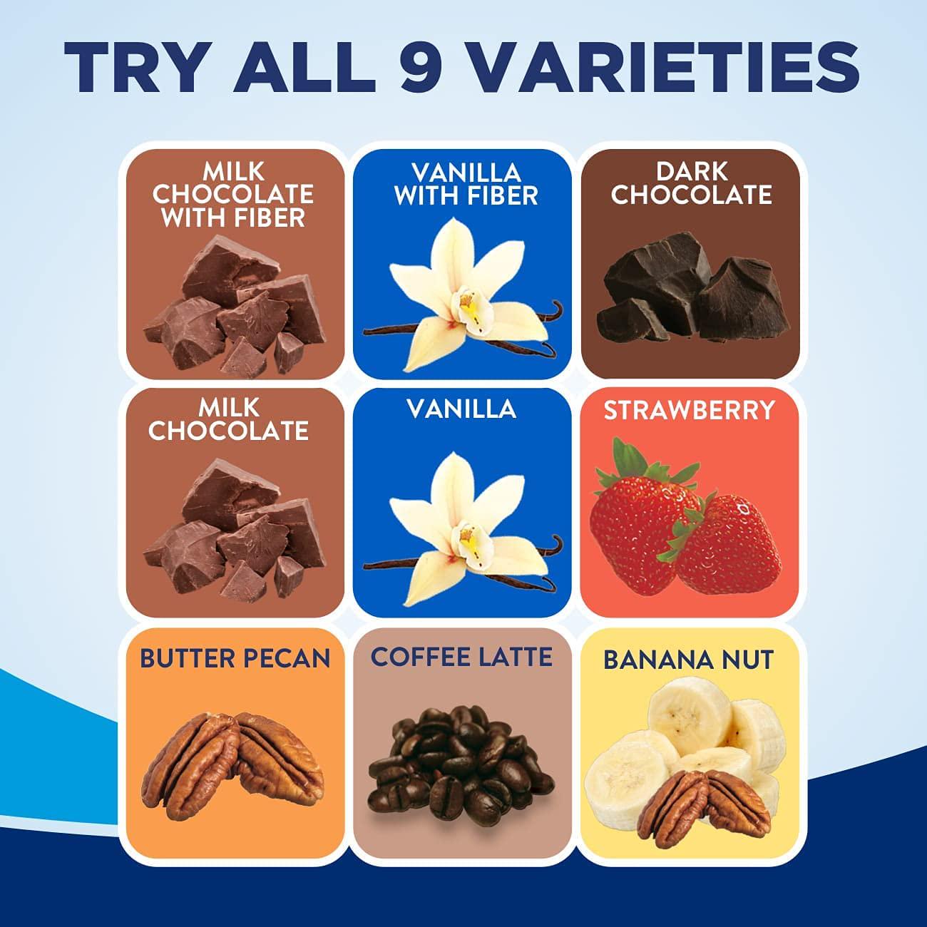 Ensure Original Nutrition Shake with Fiber, Small Meal Replacement Shake, Complete, Balanced Nutrition with Nutrients to Support Immune System Health, Milk Chocolate, 8 Fl Oz (Pack of 24)