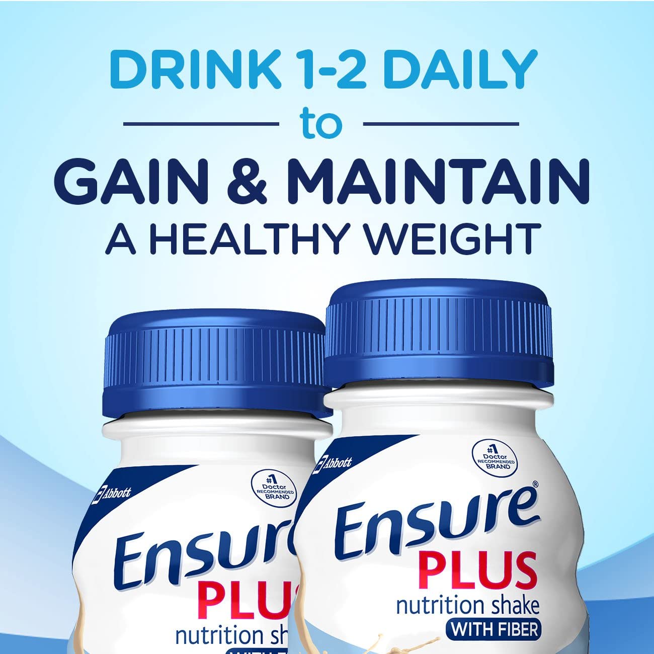 Ensure Plus Nutrition Shake with Fiber, 24 Count, 16 Grams of Protein, Meal Replacement Shake, Vanilla, 8 Fl Oz