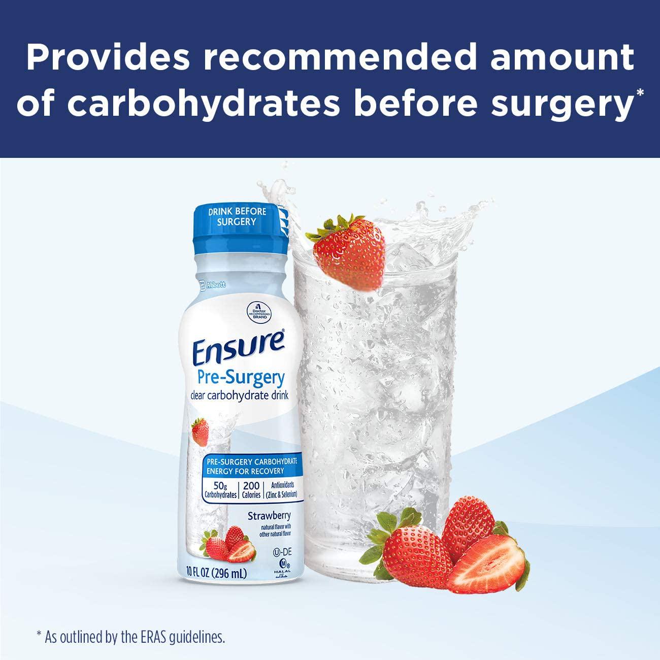 Ensure Pre-Surgery, Clear Carbohydrate Drink, Strawberry, 10 fl oz, 4 Count