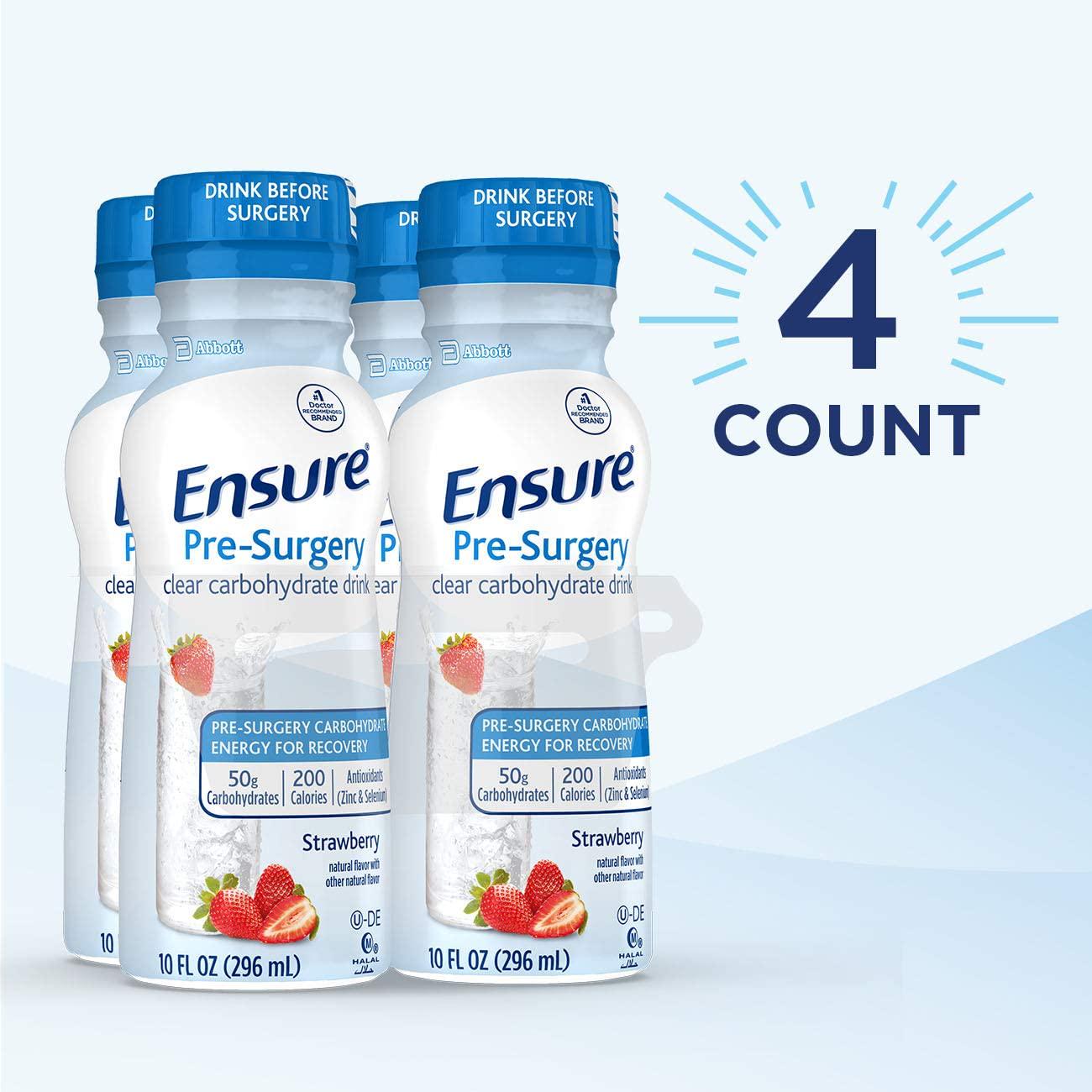 Ensure Pre-Surgery, Clear Carbohydrate Drink, Strawberry, 10 fl oz, 4 Count