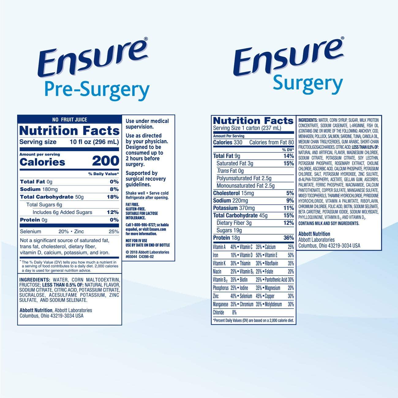 Ensure Surgery Perioperative 5-Day Bundle with Ensure Pre-Surgery Clear Carbohydrate Drink and Ensure Surgery Immunonutrition Shake
