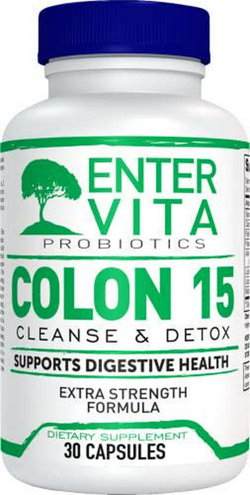 Entervita Colon 15 Day Fast-Easy Extra-Strength Cleanse and Detox with Natural Laxatives and Probiotic 30 aps