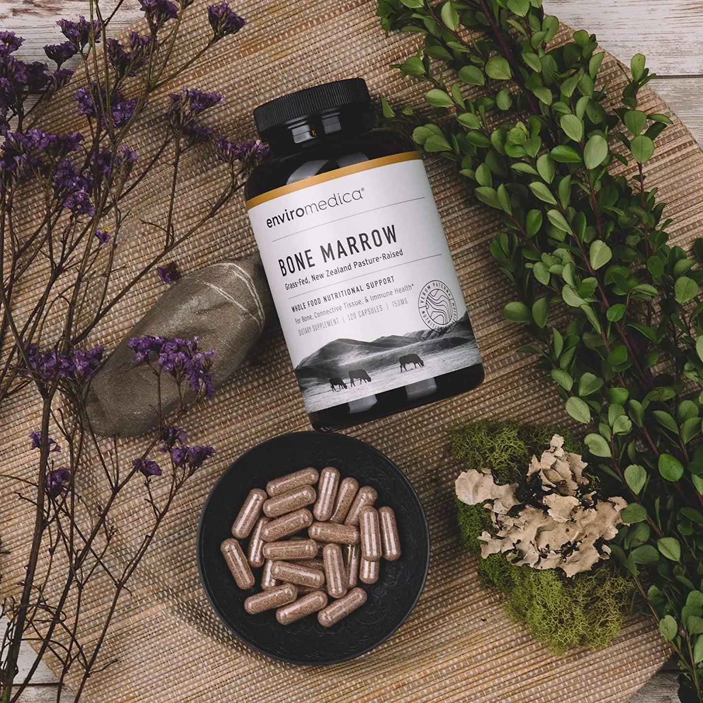 Enviromedica Freeze-Dried Bone Marrow Complex with Cartilage and MCHA Whole Bone from Grass-Fed Pastured New Zealand Bovine (120ct)