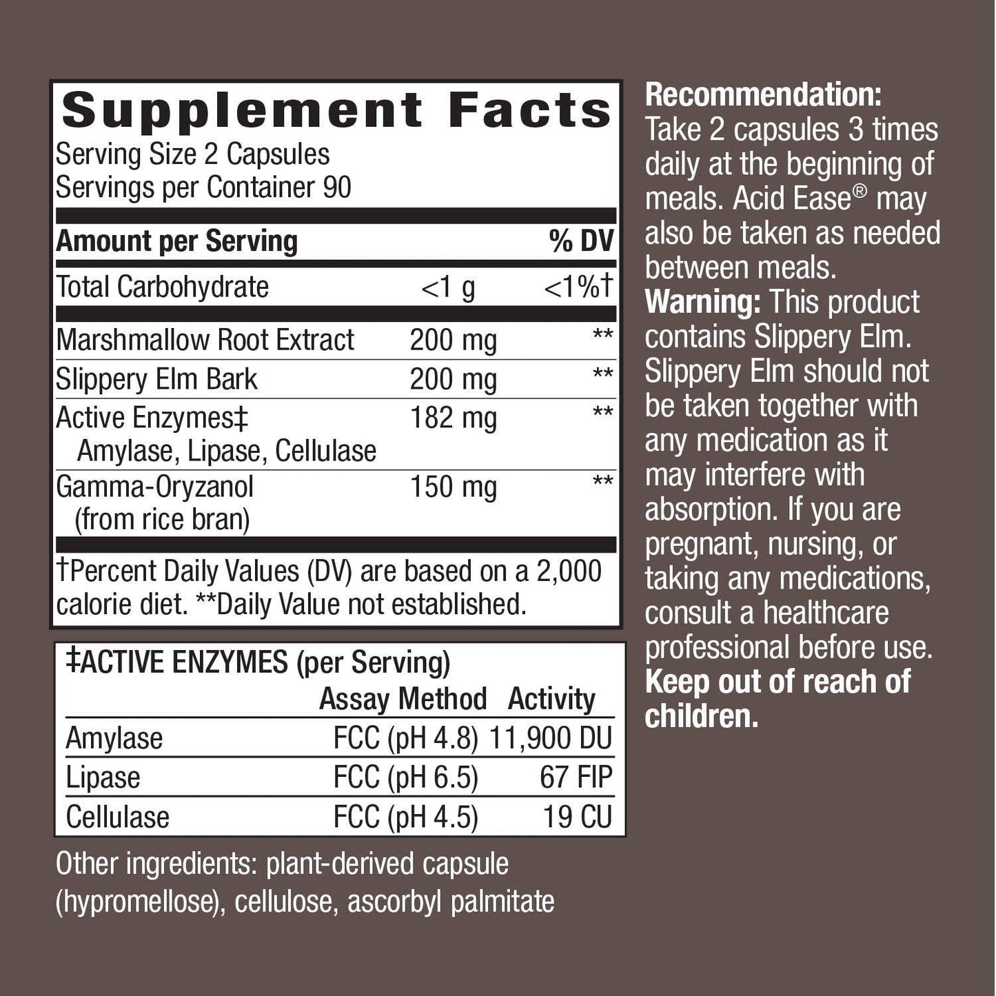 Enzymatic Therapy Acid-Ease, digestion formula for sensitive stomachs, 180 Vcaps