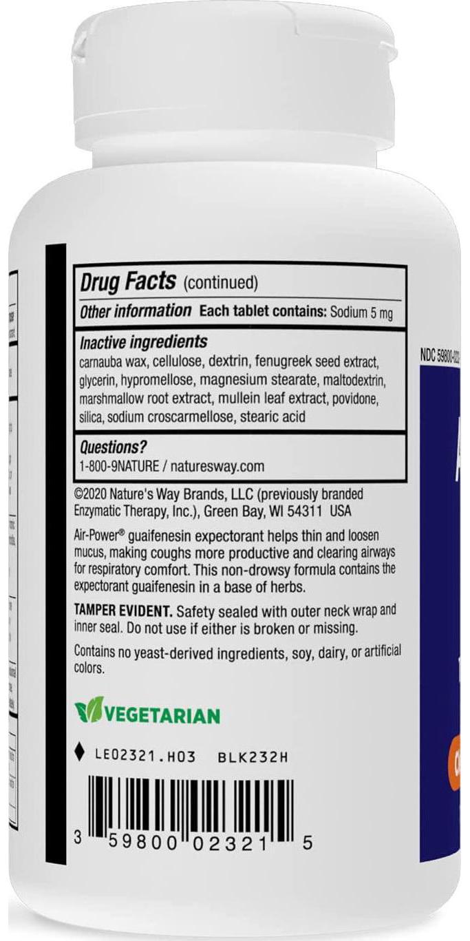 Enzymatic Therapy Air-Power Guaifenesin Expectorant Non-Drowsy 100 Count