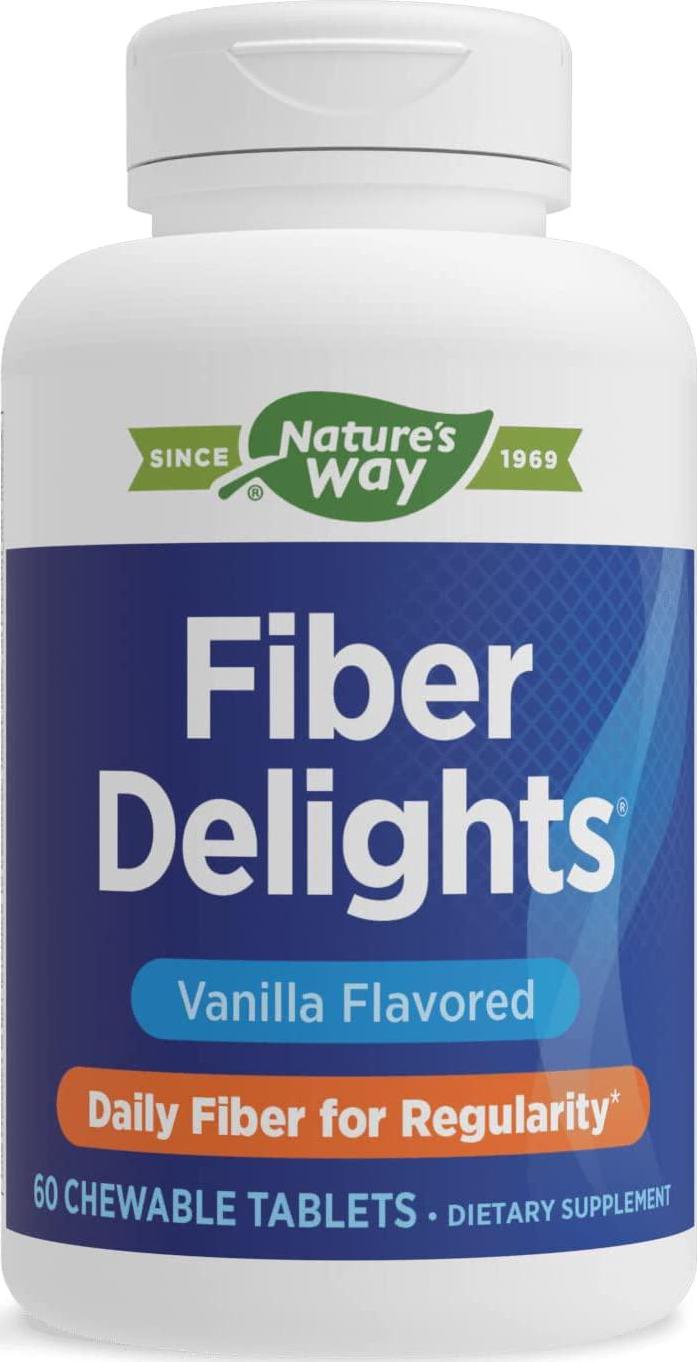 Enzymatic Therapy Fiber Delights Daily Fiber for Regularity, Vanilla Flavor, 60 Chewables