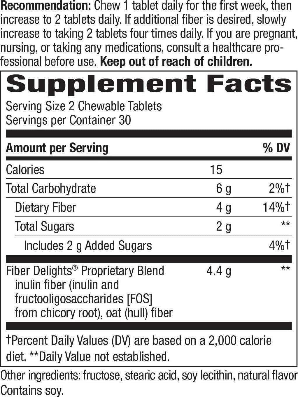 Enzymatic Therapy Fiber Delights Daily Fiber for Regularity, Vanilla Flavor, 60 Chewables