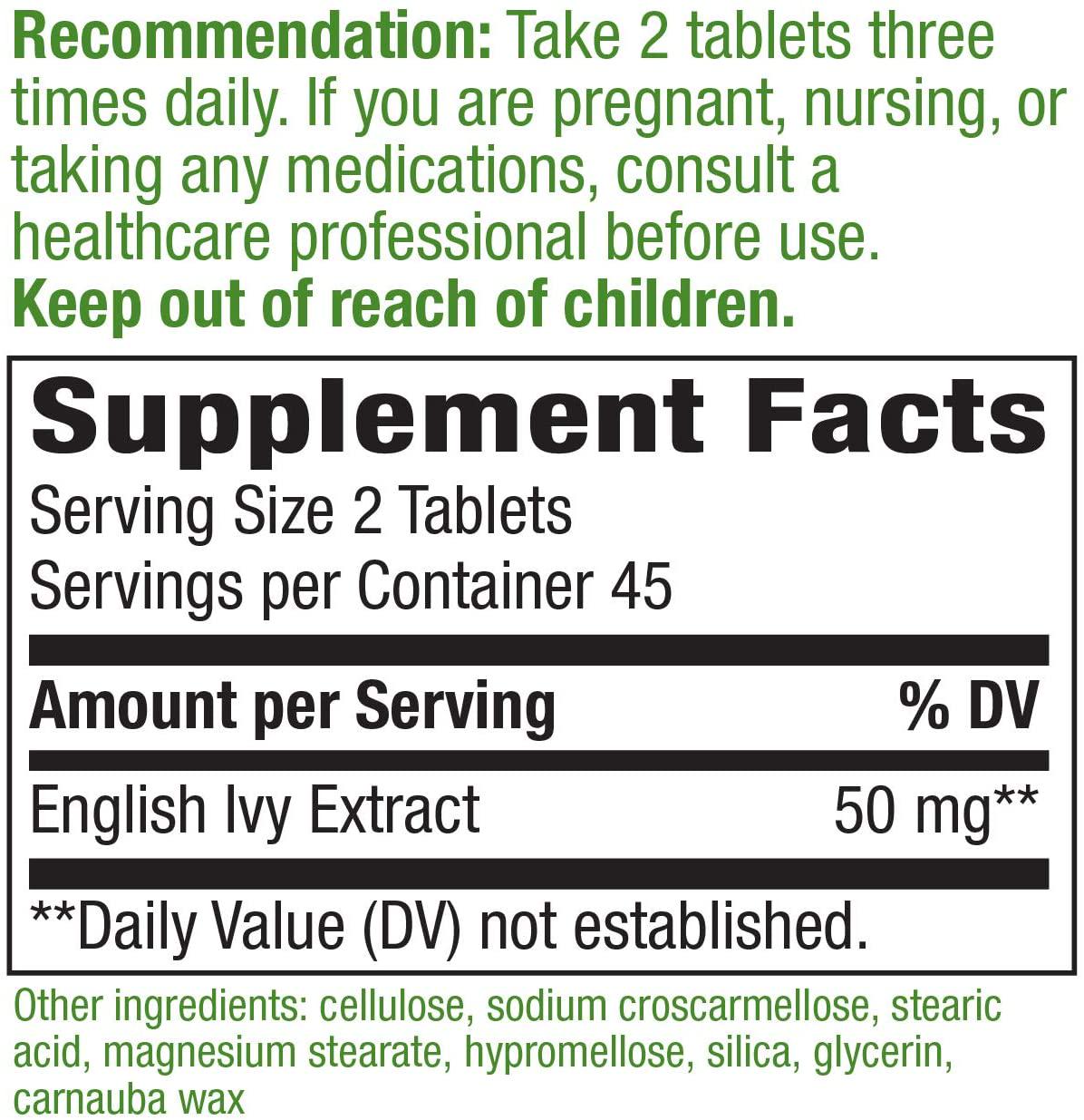 Enzymatic Therapy Ivy Extract From English Ivy Leaf 50 mg Potency, 90 Count