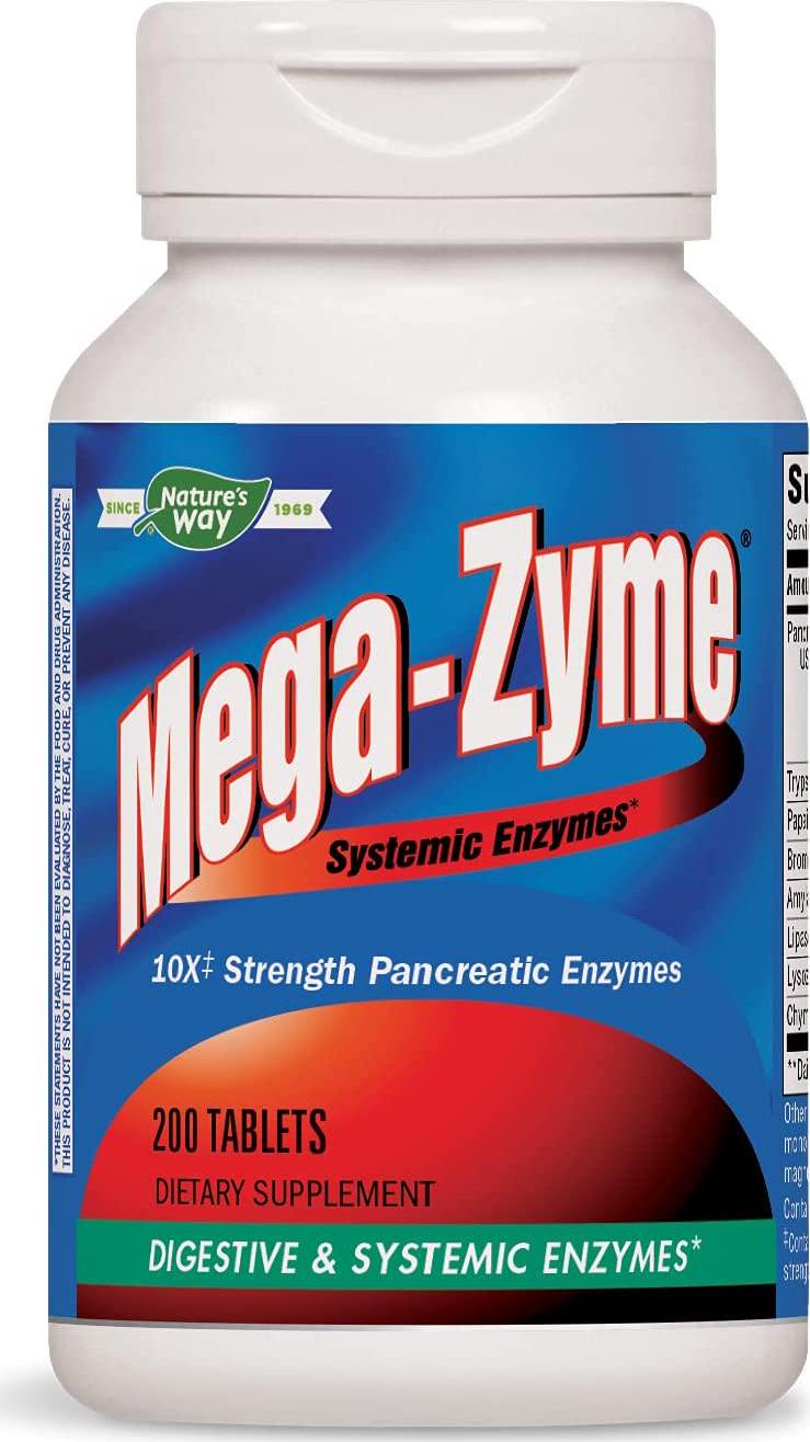Enzymatic Therapy Mega-Zyme Gluten-Free 10X Strength Pancreatic Enzymes, 200 Count