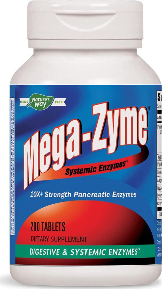 Enzymatic Therapy Mega-Zyme Gluten-Free 10X Strength Pancreatic Enzymes, 200 Count