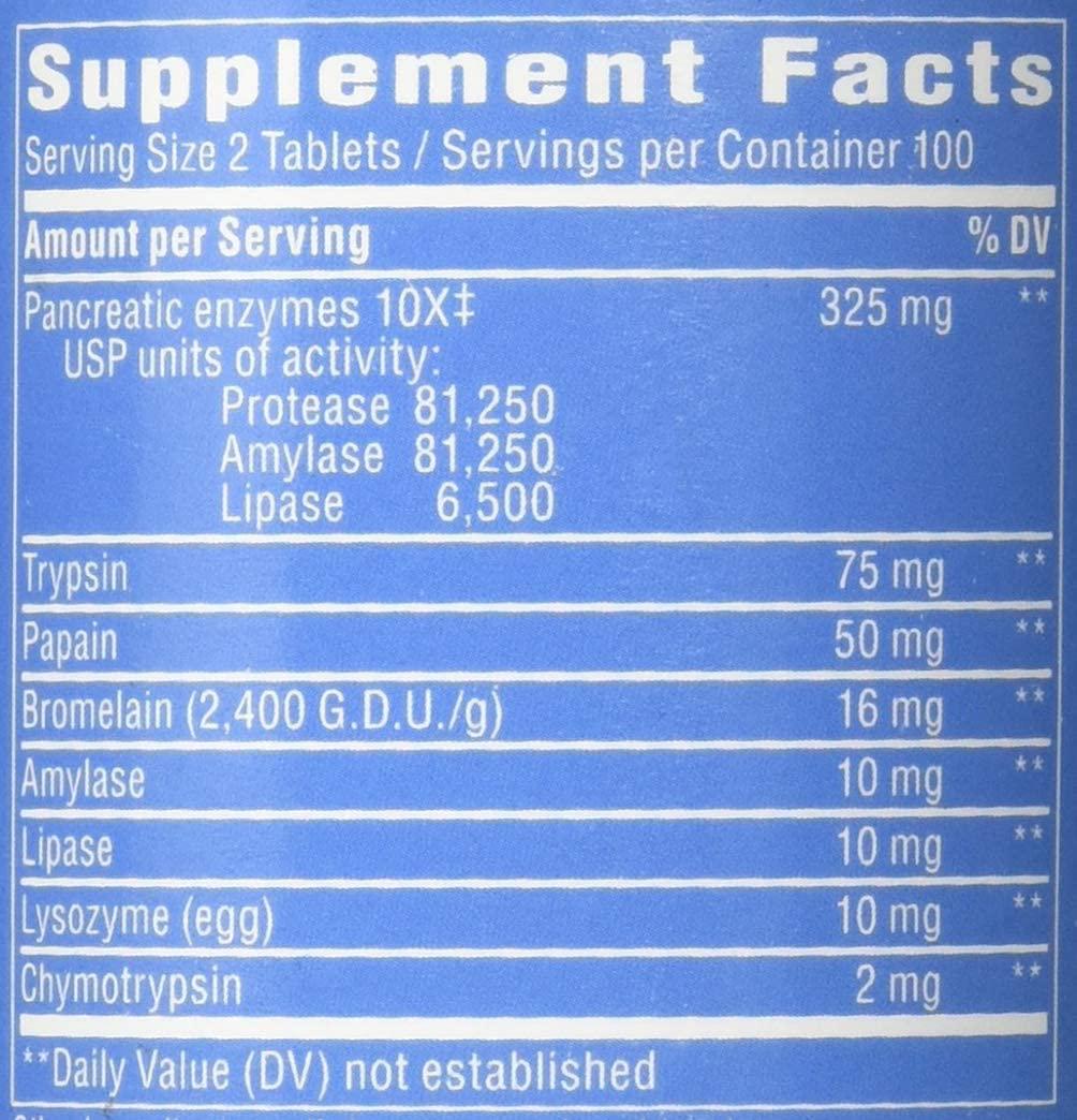 Enzymatic Therapy Mega-Zyme Gluten-Free 10X Strength Pancreatic Enzymes, 200 Count