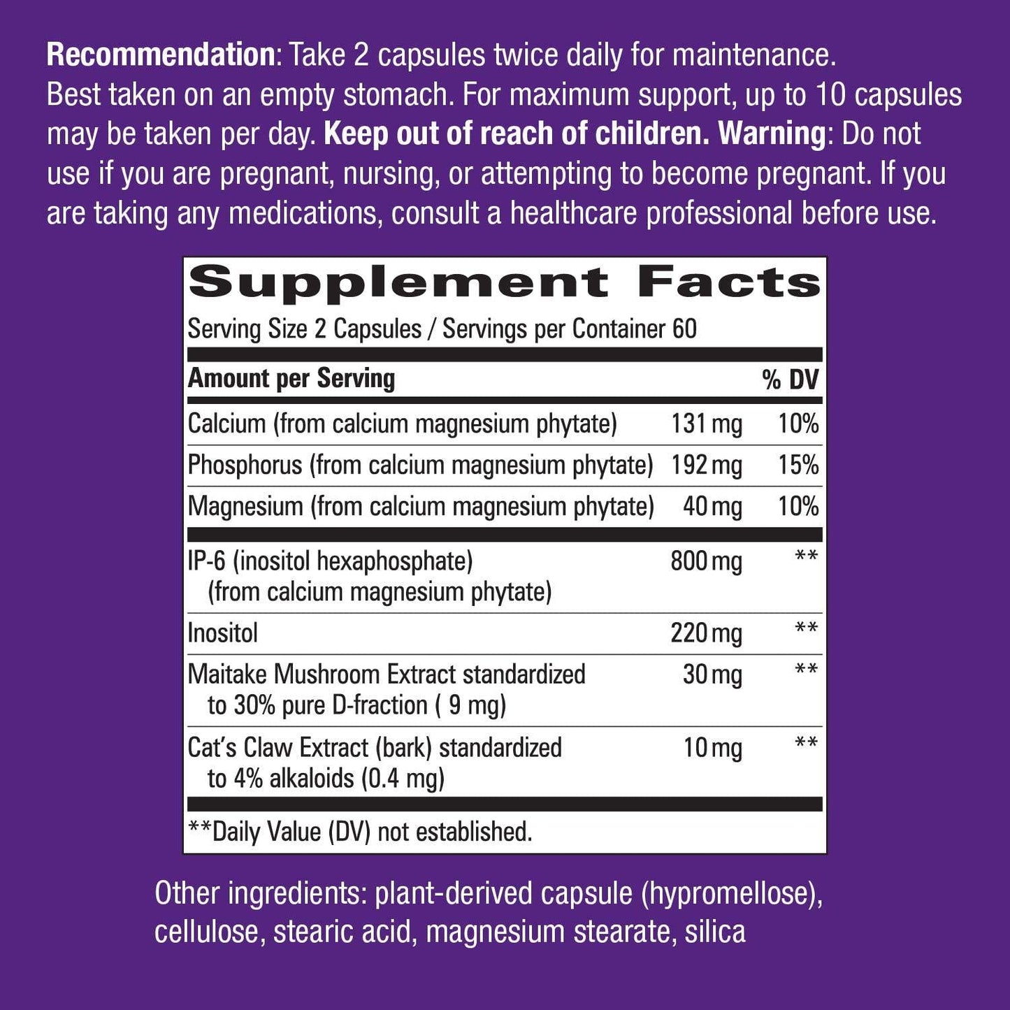 Enzymatic Therapy Nature's Way Cell Forté MAX3 IP-6 and Inositol w/Maitake and Cat's Claw, 120 Capsules