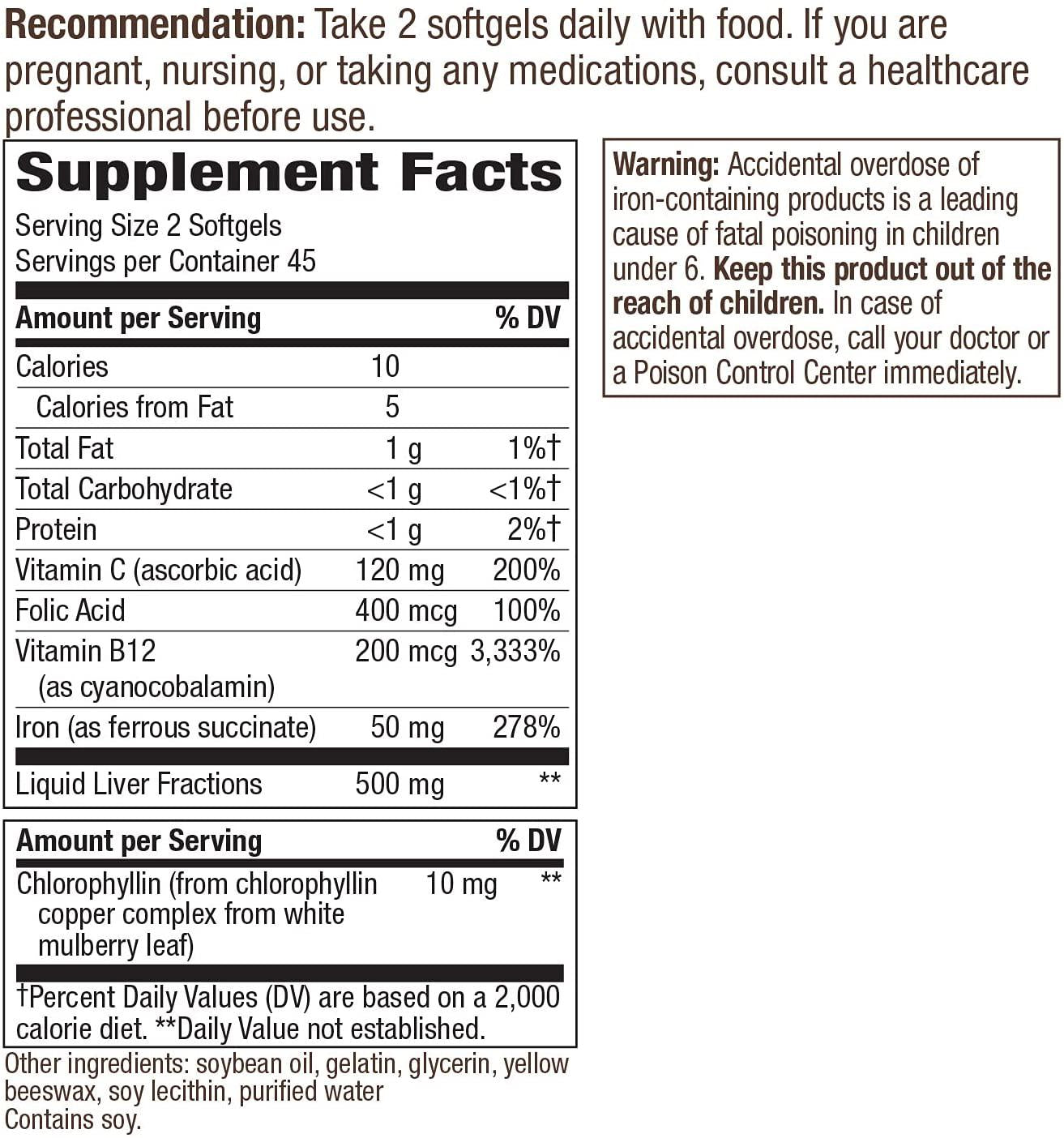 Enzymatic Therapy Ultimate Iron Softgels, 90 Count