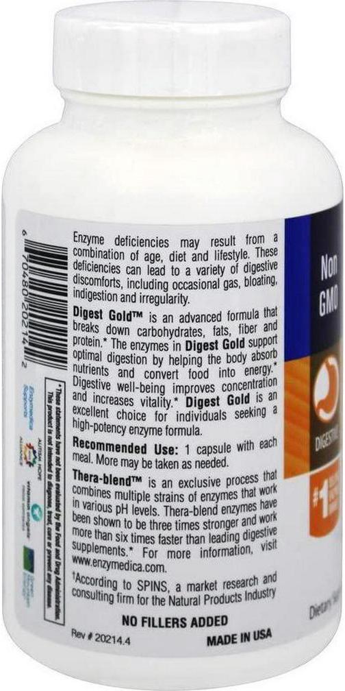 Enzymedica - Digest Gold with ATPro - 180 Capsules (Formerly DigestGold)