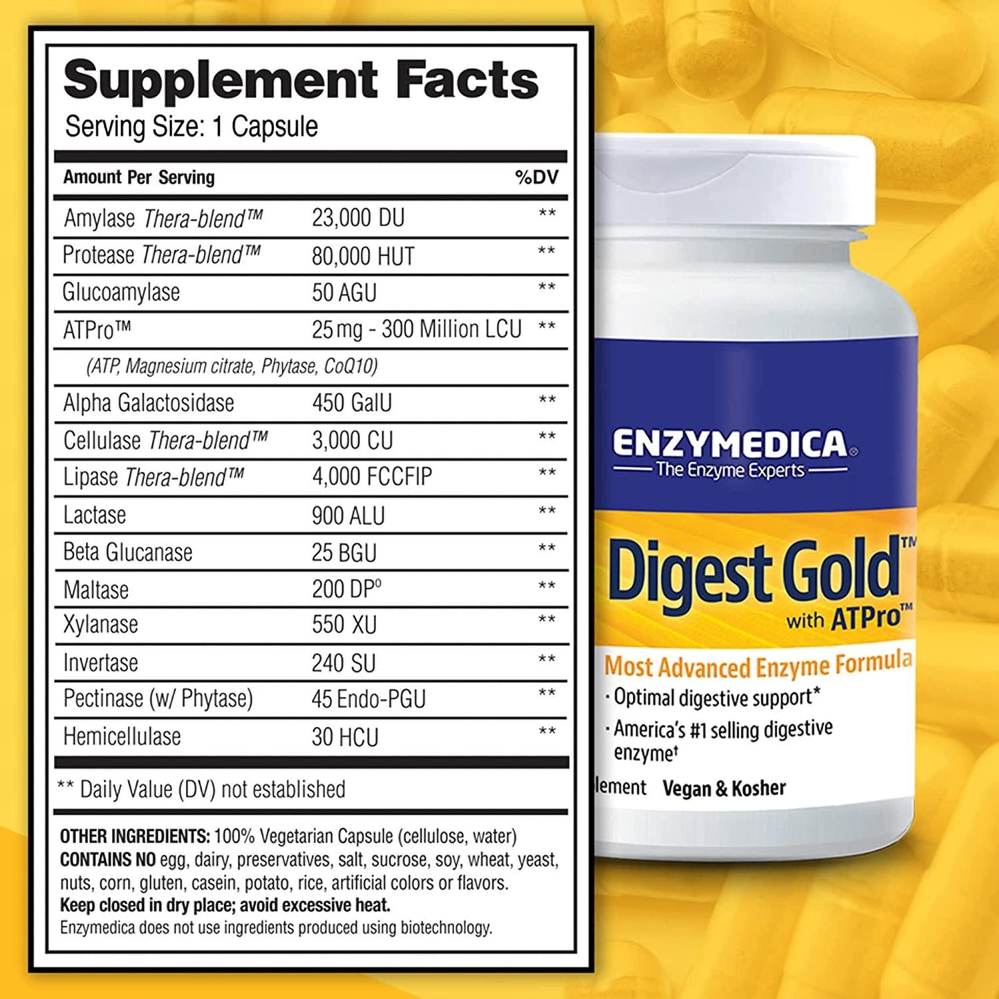 Enzymedica - Digest Gold with ATPro - 180 Capsules (Formerly DigestGold)