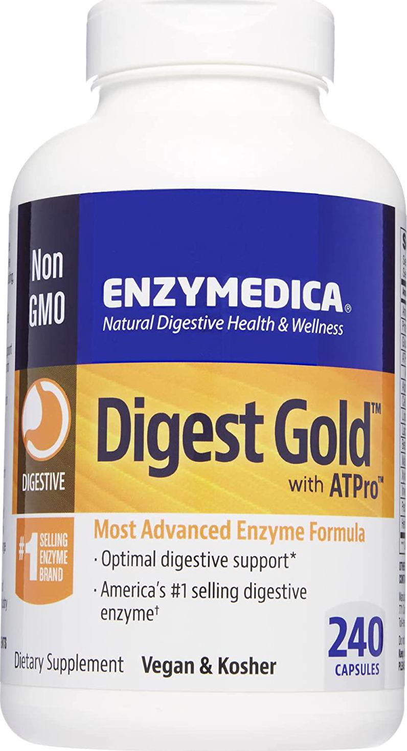Enzymedica - Digest Gold with ATPro, Daily Digestive Support Supplement with Enzymes and ATP, 240 Capsules (FFP)