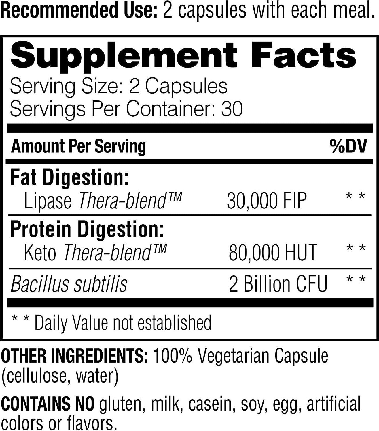 Enzymedica, Digest Keto, Digestive Aid for Relief from Occasional Constipation, 2 Billion CFU Probiotic, Vegan, Gluten Free, Non-GMO, 60 Capsules (30 Servings)