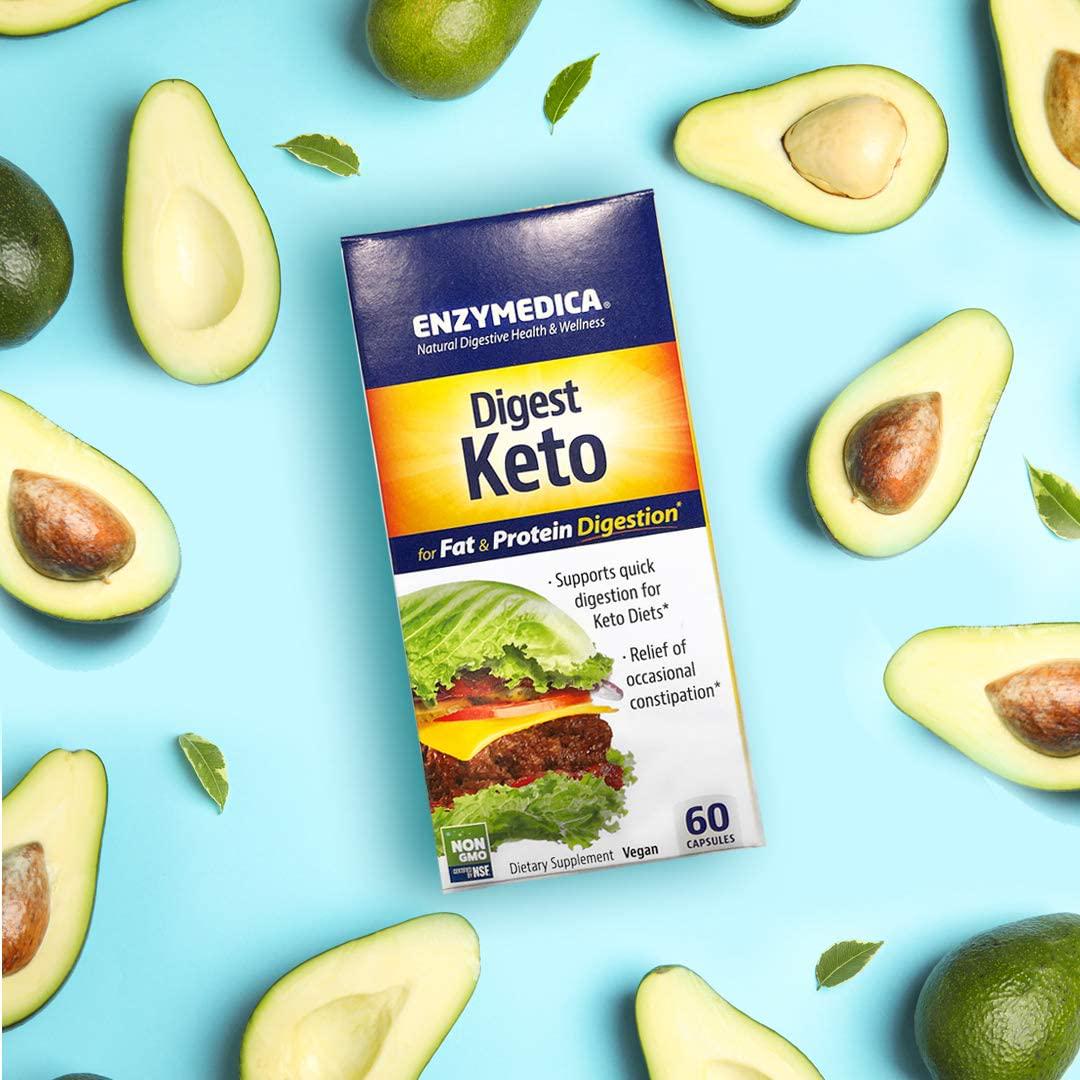 Enzymedica, Digest Keto, Digestive Aid for Relief from Occasional Constipation, 2 Billion CFU Probiotic, Vegan, Gluten Free, Non-GMO, 60 Capsules (30 Servings)