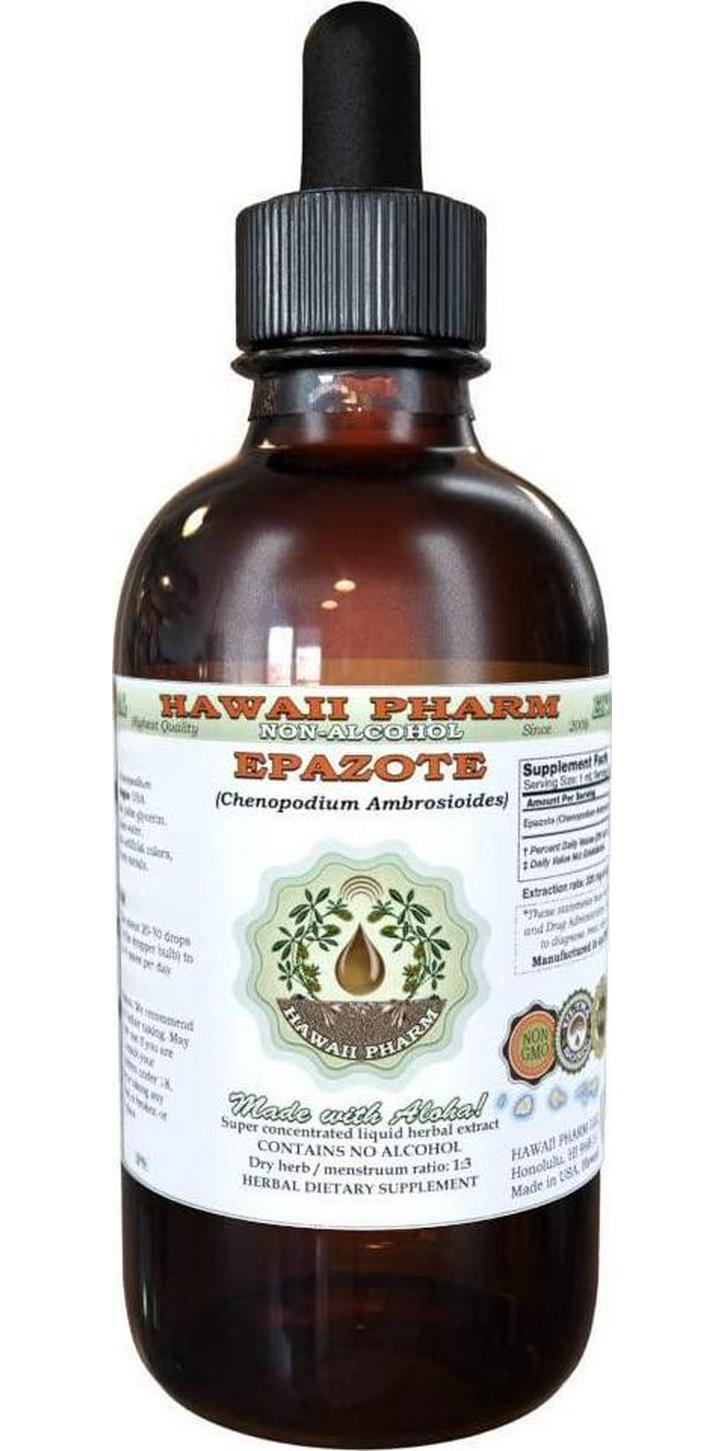 Epazote Alcohol-FREE Liquid Extract, Epazote (Chenopodium Ambrosioides) Dried Herb Glycerite Hawaii Pharm Natural Herbal Supplement 2 oz