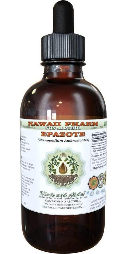 Epazote Alcohol-FREE Liquid Extract, Epazote (Chenopodium Ambrosioides) Dried Herb Glycerite Hawaii Pharm Natural Herbal Supplement 2 oz