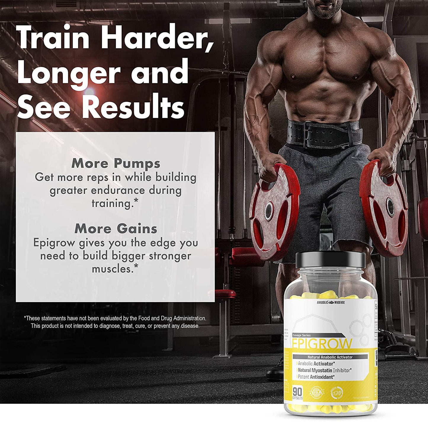 Epigrow Anabolic Activator by Anabolic Warfare Myostatin Inhibitor and Nitric Oxide Booster with Epicatechin to Help Promote Strength and Muscle Growth (90 Capsules)