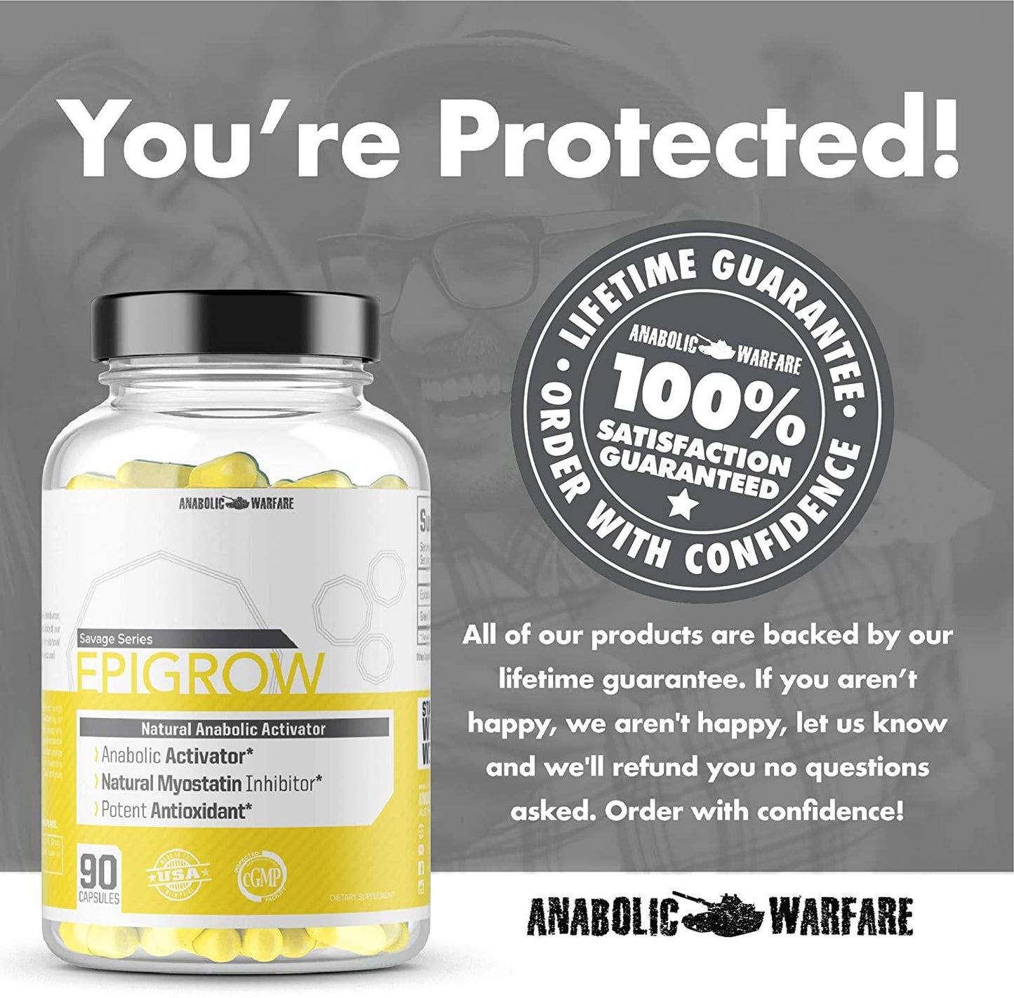 Epigrow Anabolic Activator by Anabolic Warfare Myostatin Inhibitor and Nitric Oxide Booster with Epicatechin to Help Promote Strength and Muscle Growth (90 Capsules)