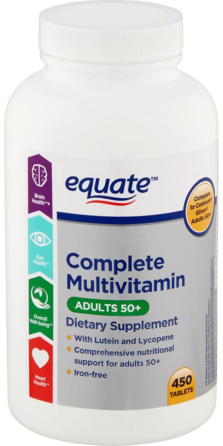 Equate Adults 50+ Complete Multivitamin/Multimineral Supplement Tablets, 450 Ct