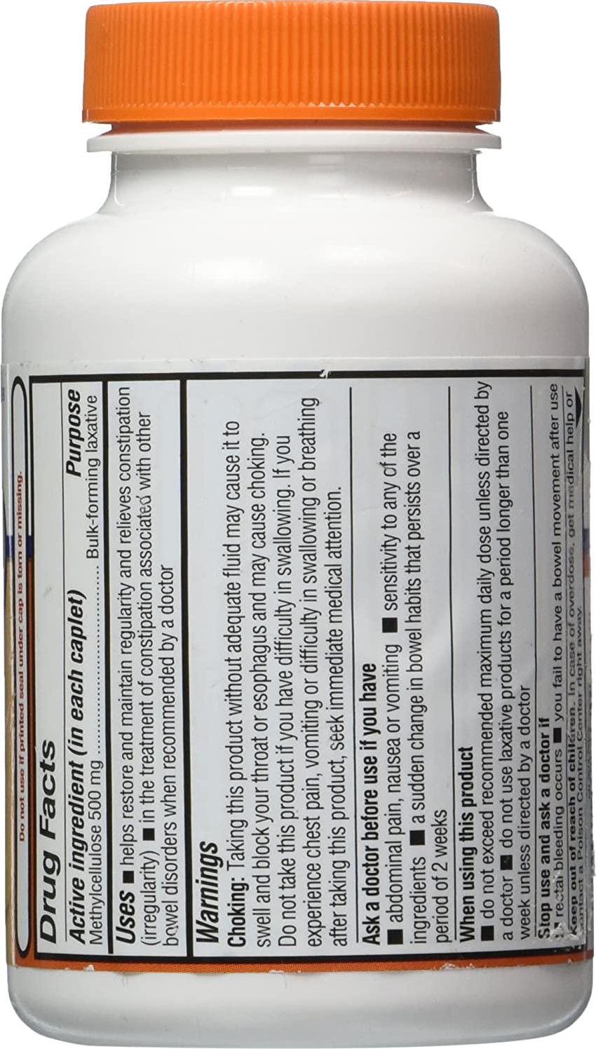Equate Fiber Therapy For Regularity Fiber Supplement Caplets, 500mg, 100-Count Bottle