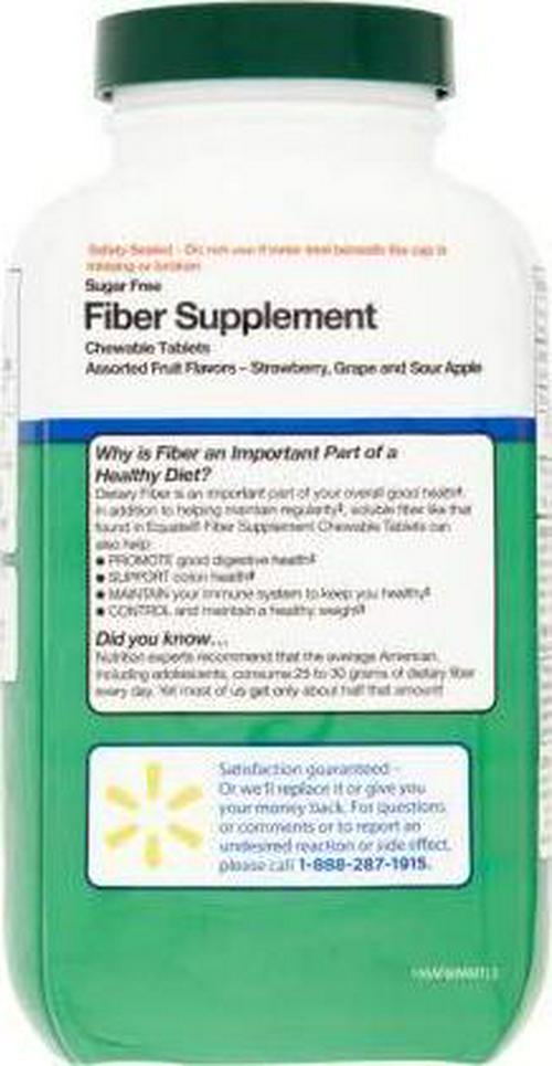 Equate Sugar Free Fiber Supplement Chewable Assorted Fruit Tablets, 90 Ct