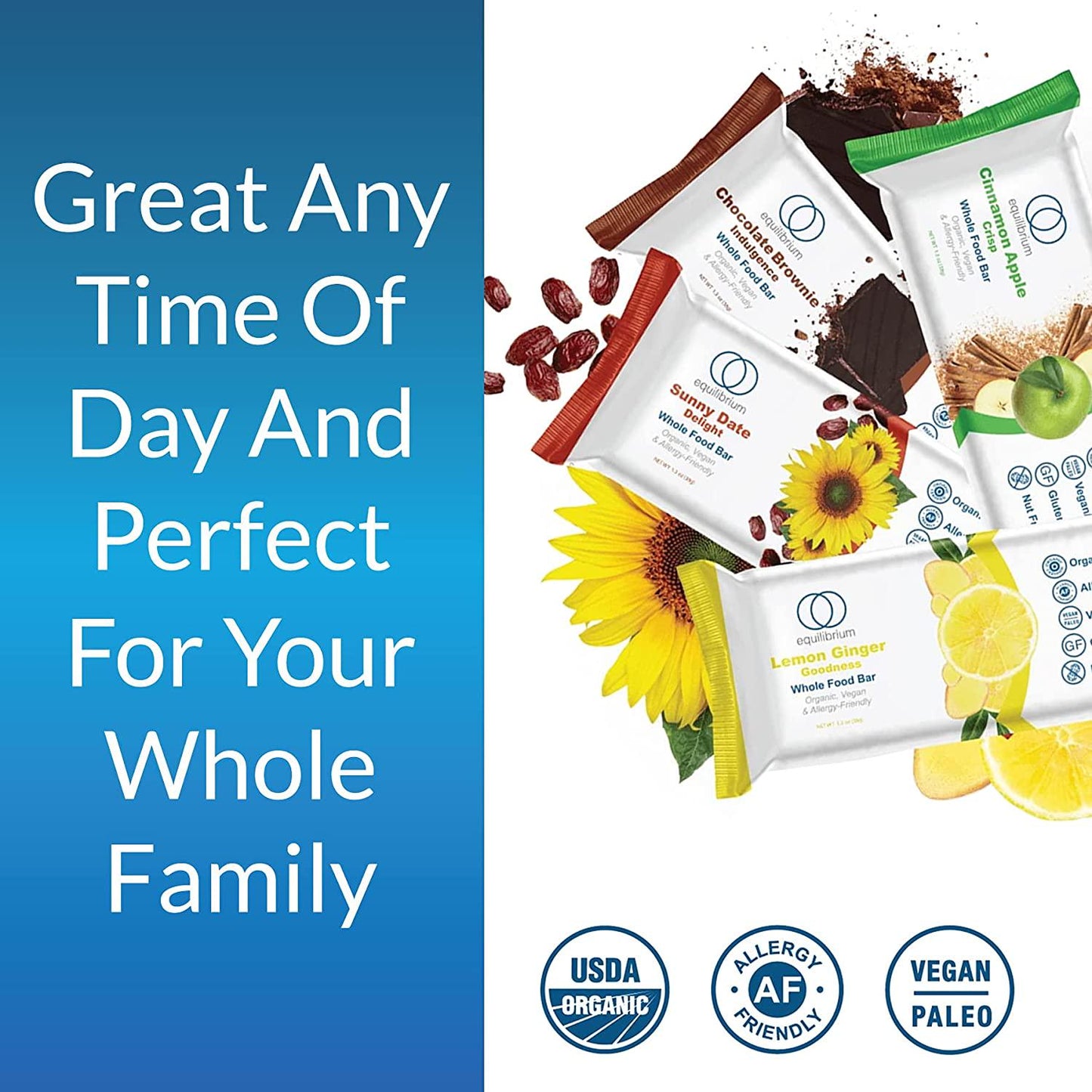 EquiLife - Whole Food Bars, Paleo and Vegan Protein Bars, Organic Nutrition Bars, 6g of Protein, Under 200 Calories, Crisp Apple Taste, Travel-Size, Gluten-Free, Soy-Free (Cinnamon Apple Crisp, 9 Count)