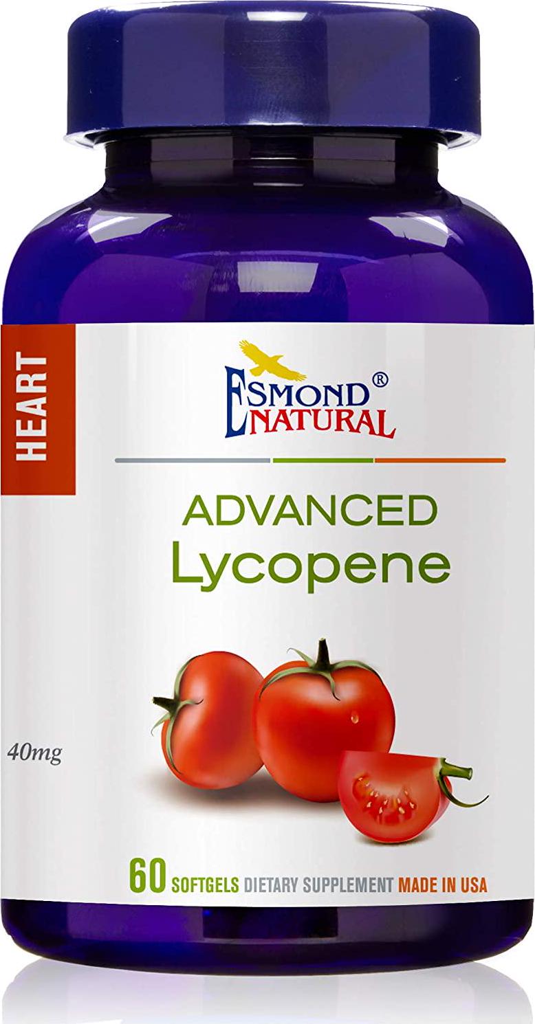 Esmond Natural: Advanced Lycopene (Supports Prostate and Hearth Health), GMP, Natural Product Assn Certified, Made in USA-40mg, 60 Softgels