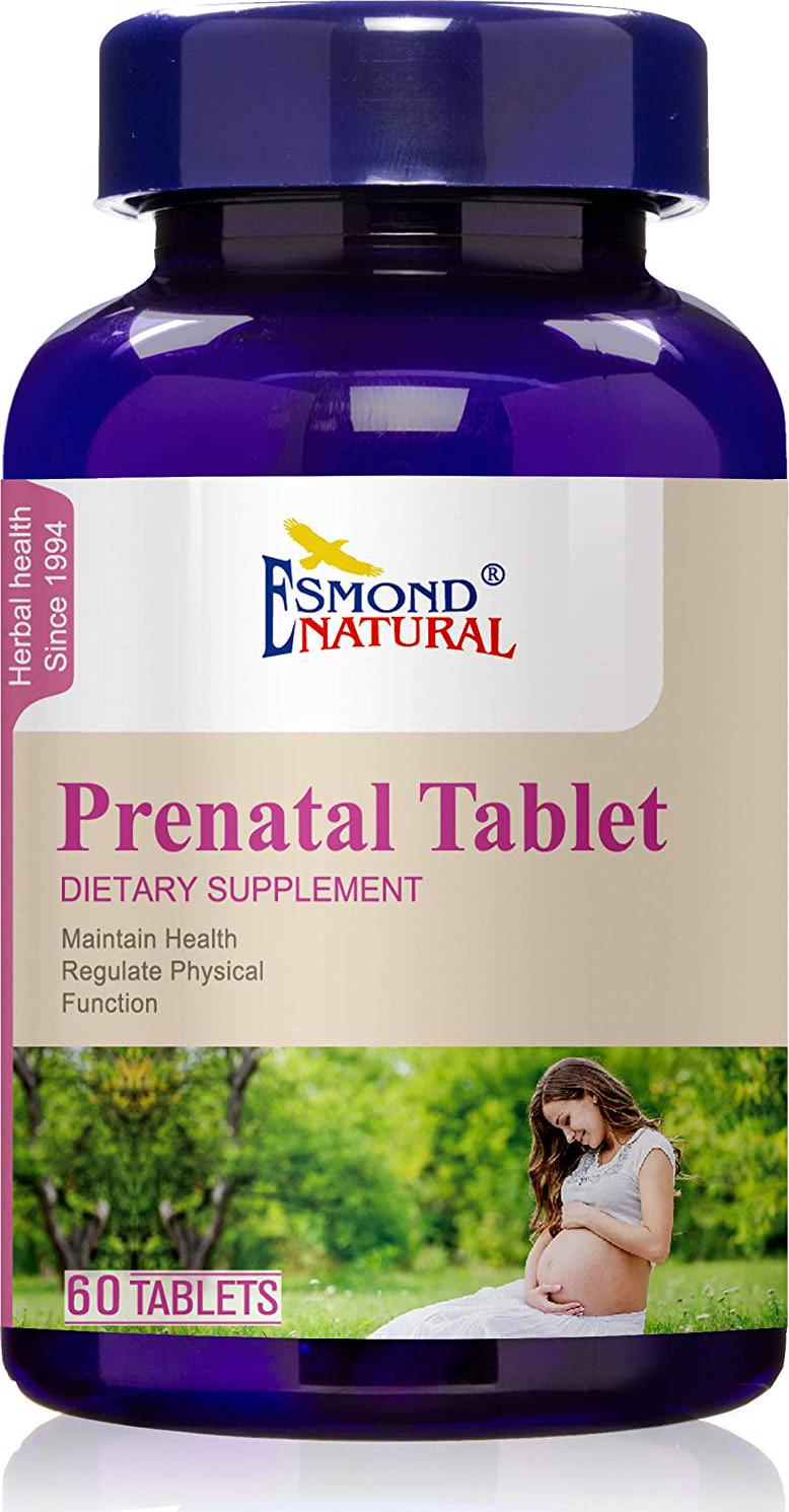 Esmond Natural: Prenatal Tablet (Maintain Health, Regulate Physical Function), GMP, Natural Product Assn Certified, Made in USA-60 Tablets