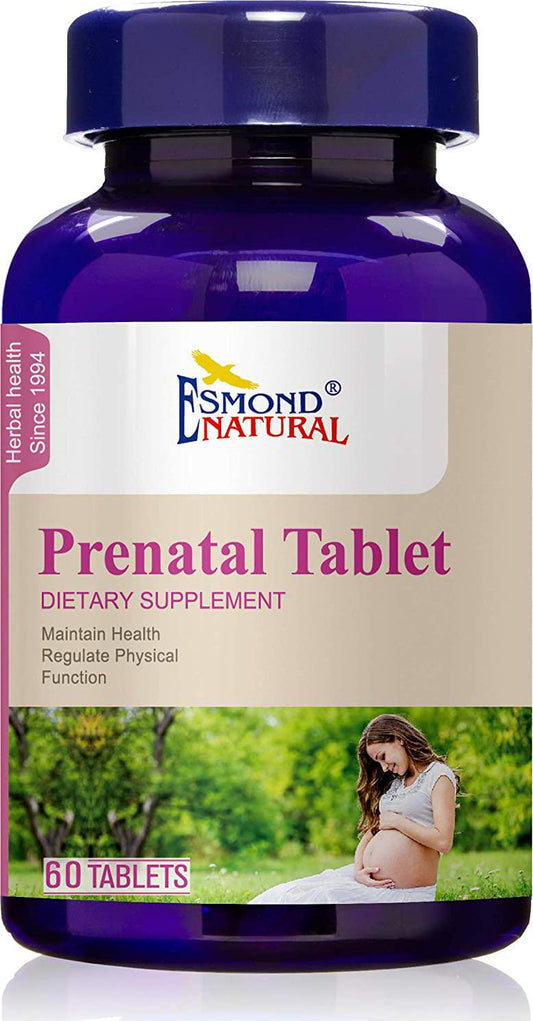 Esmond Natural: Prenatal Tablet (Maintain Health, Regulate Physical Function), GMP, Natural Product Assn Certified, Made in USA-60 Tablets