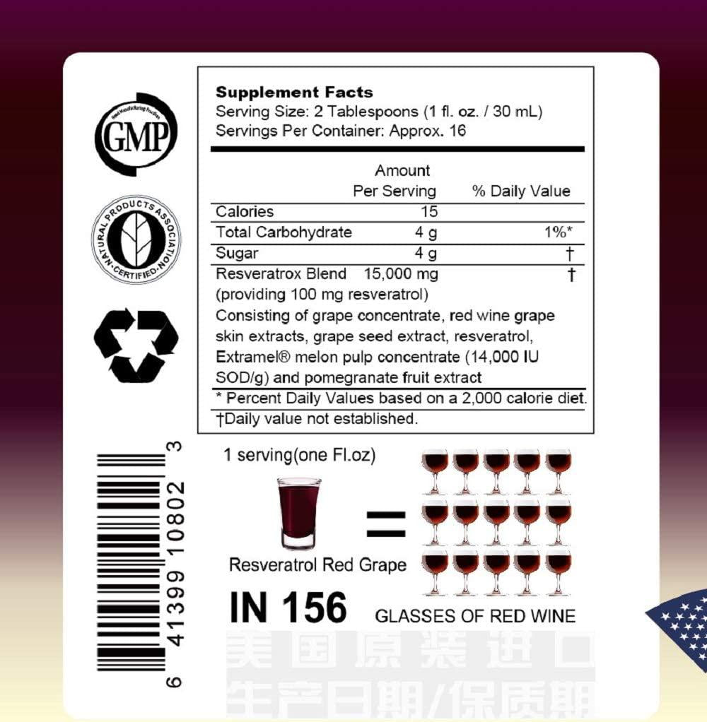 Esmond Natural: Resveratrol (Red Grape and Pomegranate), GMP, Natural Product Assn Certified, Made in USA-473ml, 16 Fl Oz