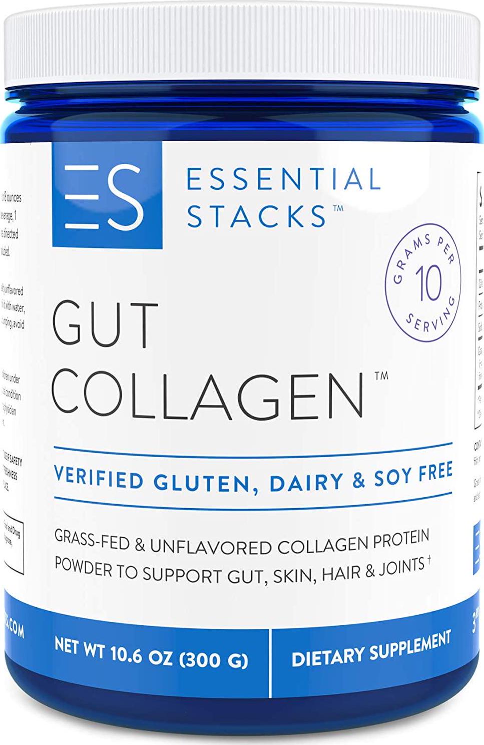 Essential Stacks Collagen Peptides Powder - Grass-Fed Hydrolyzed Collagen Protein Supplement for Gut Support Plus Hair, Skin and Nails. 3rd Party Verified Gluten, Dairy and Soy Free - Unflavored