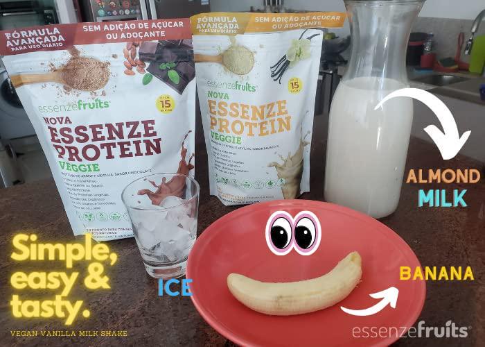 Essenzefruits Plant Based Protein Powder + 8 Greens Superfoods - Chocolate Flavor, Zero Sugar, Keto, Gluten, Soy and Dairy Free, No additives - No Aftertaste,Sweetener Free 15.87 Oz - 450g