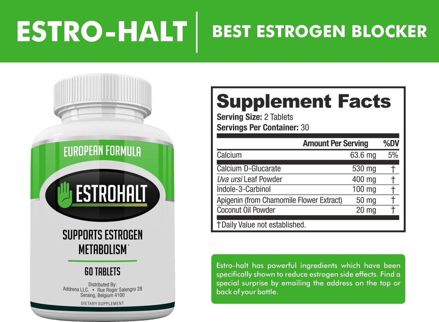 Estrohalt EU- Estrogen Blocker Pills for Men and Women | Natural Pills to Decrease Estrogen Dominance