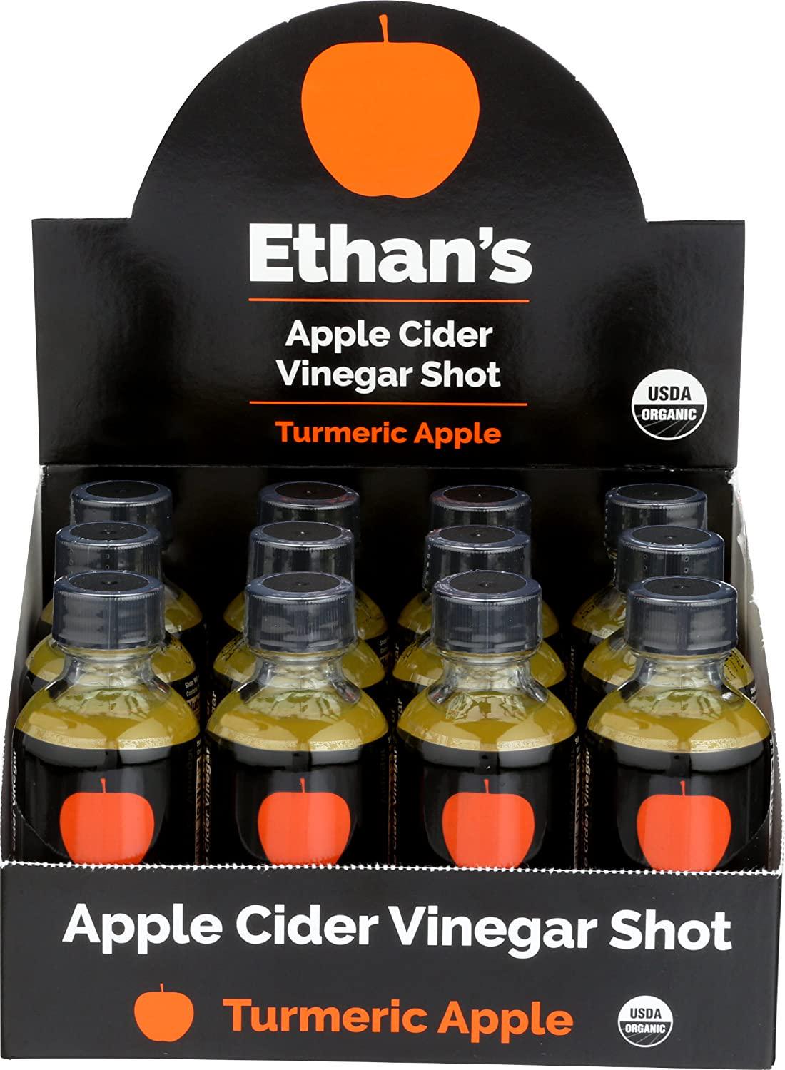 Ethan&#039;s Apple Cider Vinegar Shots, Turmeric Apple (Pack of 12)