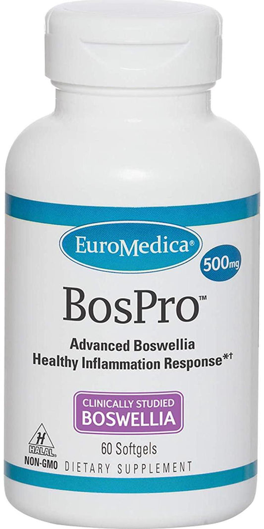 EuroMedica BosPro - 60 Softgels - Extra Strength Boswellia Supplement - Healthy Inflammation Response, Promotes Cellular Health - Non-Drowsy - 60 Servings