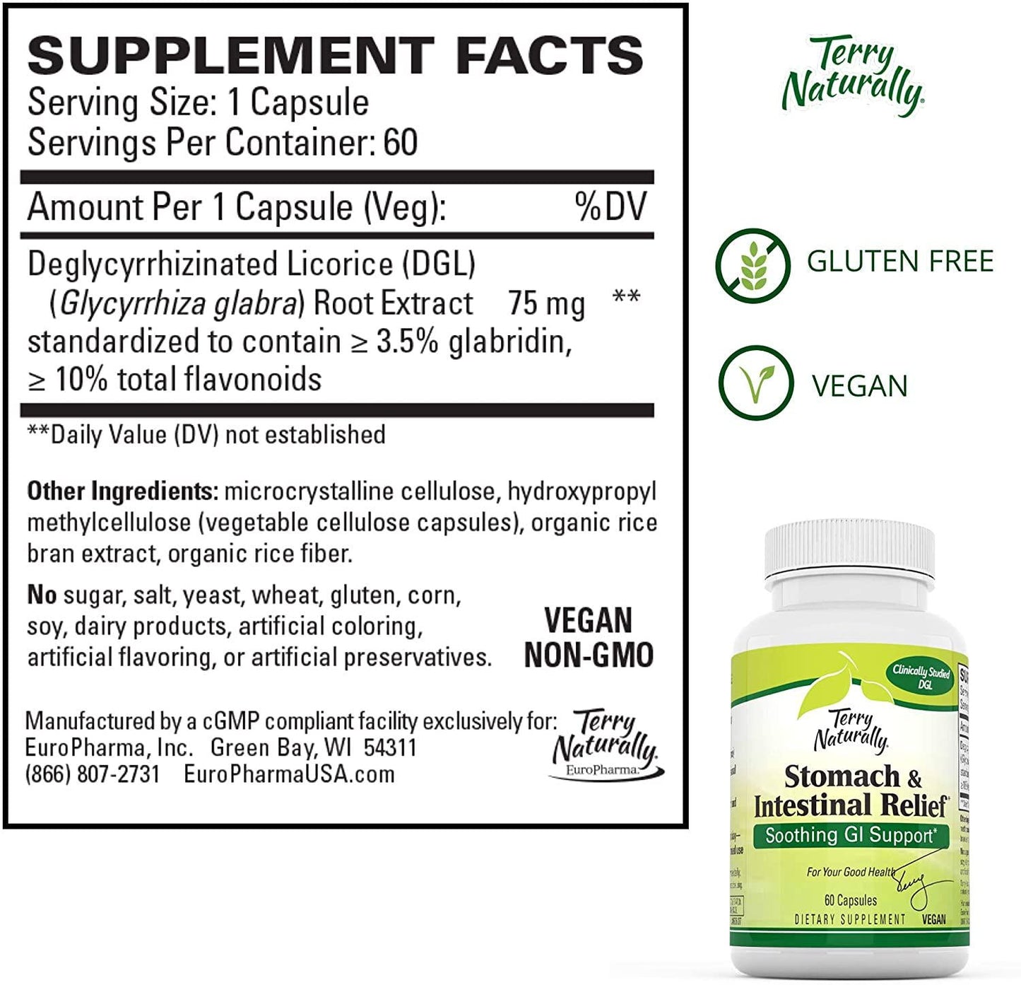 EuroPharma - Terry Naturally Advanced DGL - 60 Capsules