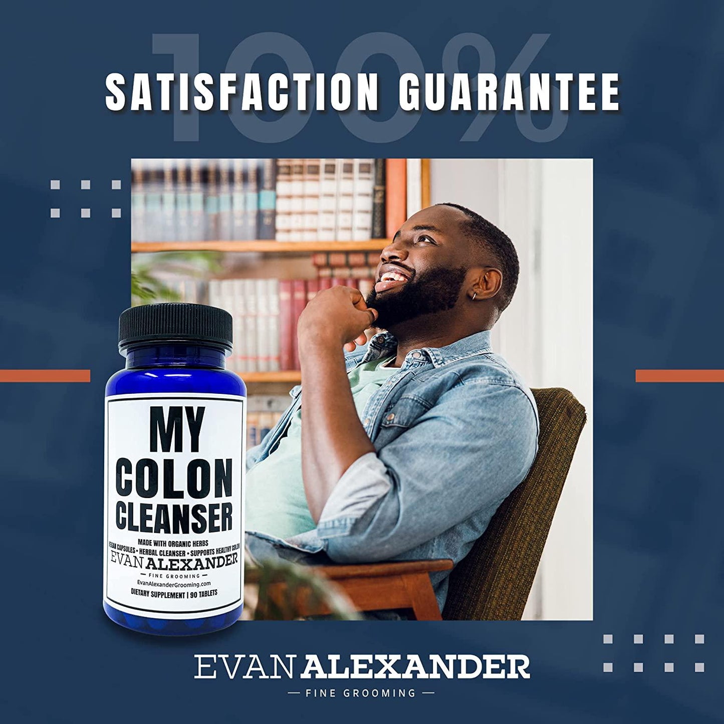 Evan Alexander Grooming My Colon Cleanser - Colon Cleanse with Organic Herbs - Vegan Detox Cleanse - All-Natural Colon Detox with Senna, Psyllium Husk, Dandelion, Flax Seed and Rhubarb - 30 Tablets