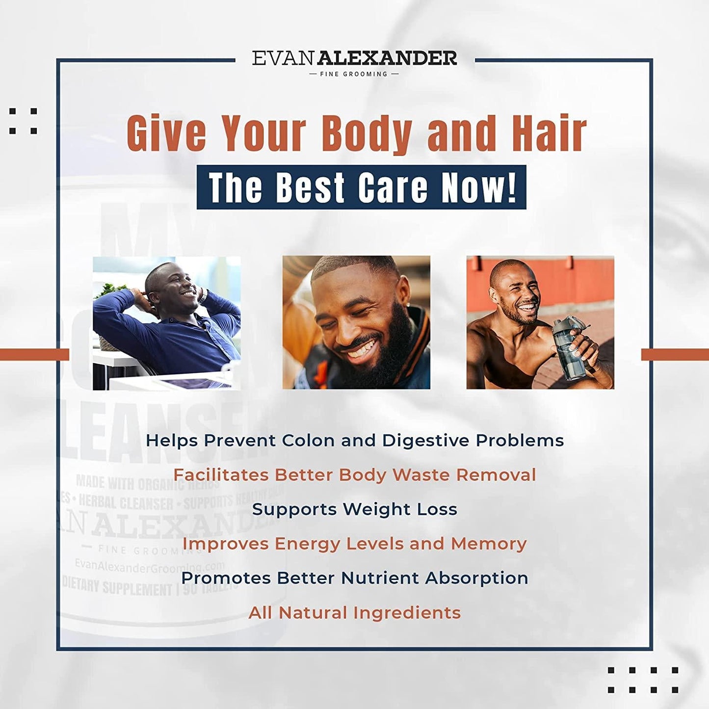 Evan Alexander Grooming My Colon Cleanser - Colon Cleanse with Organic Herbs - Vegan Detox Cleanse - All-Natural Colon Detox with Senna, Psyllium Husk, Dandelion, Flax Seed and Rhubarb - 30 Tablets