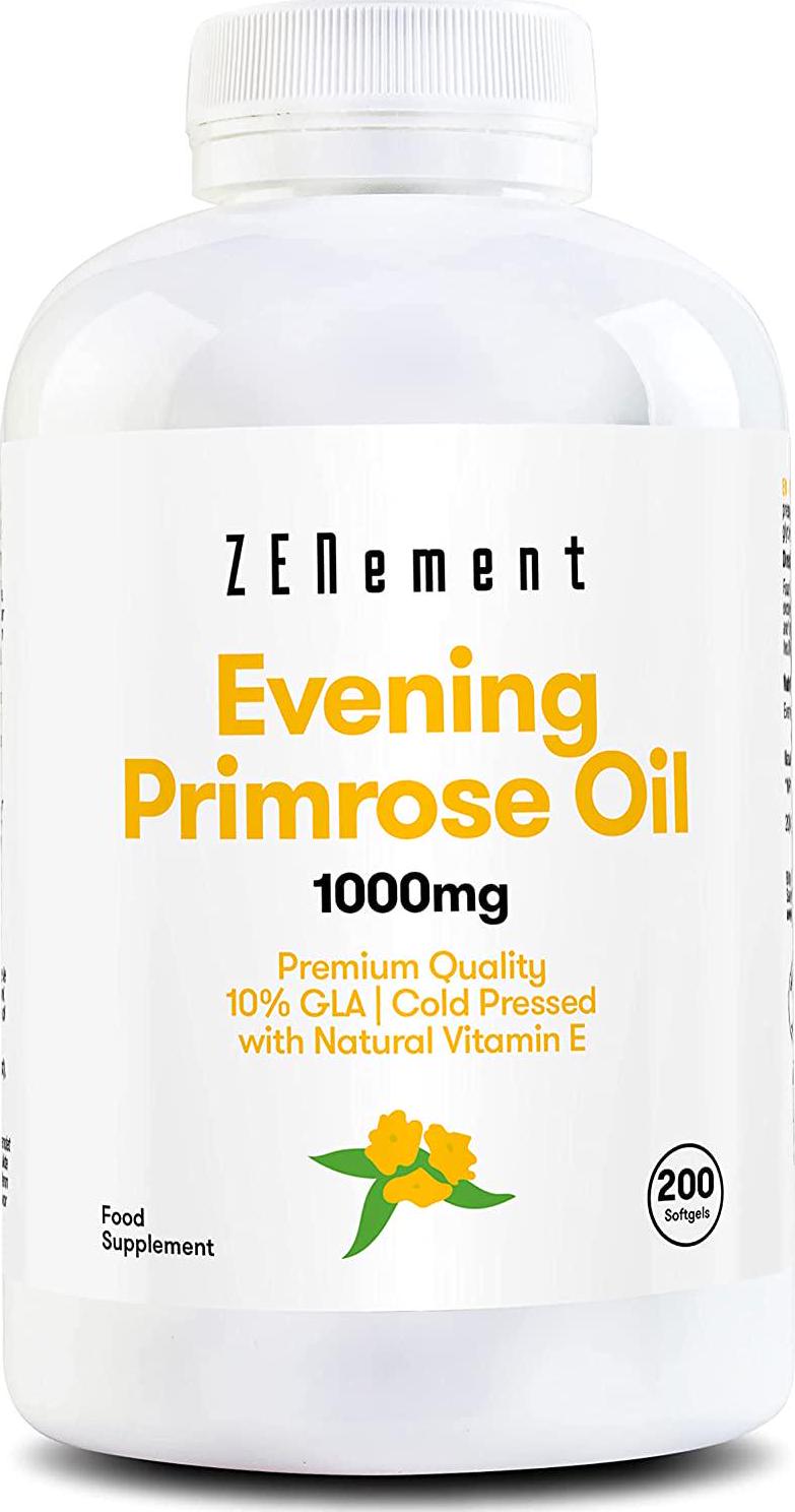 Evening Primrose Oil with GLA and Natural Vitamin E | PMS Symptoms, Hot Flashes, Skin Health, Heart Health | Cold-Pressed, Premium Quality | 200 Softgels | Non-GMO, GMP, 100% Natural