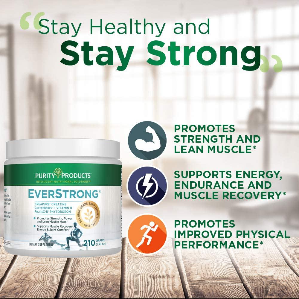 EverStrong Powder from Purity Products - Muscle Matrix Blend - Creapure Creatine - Boron (FruiteX-B PhytoBoron) - CoffeeBerry Extract - Boosted with 1000 IU Vitamin D - Berry Burst (210 g)