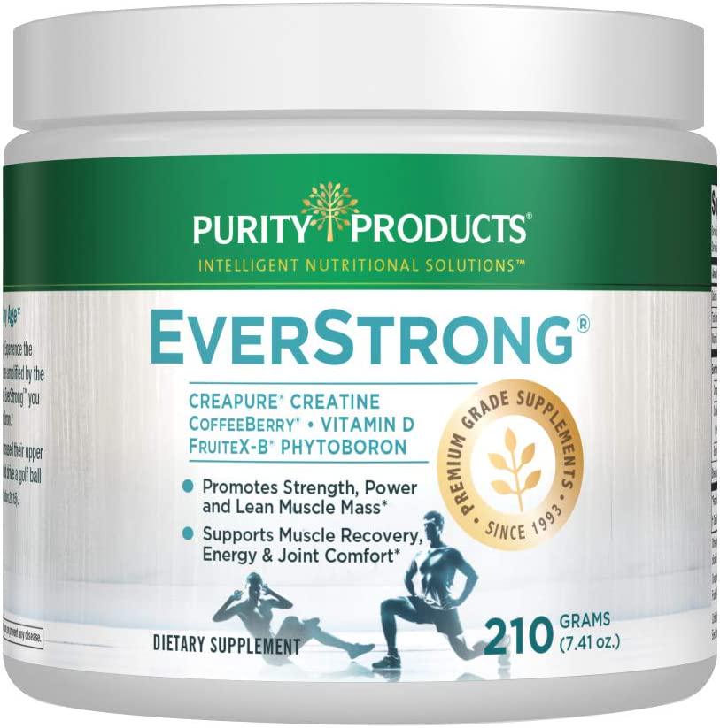 EverStrong Powder from Purity Products - Muscle Matrix Blend - Creapure Creatine - Boron (FruiteX-B PhytoBoron) - CoffeeBerry Extract - Boosted with 1000 IU Vitamin D - Berry Burst (210 g)