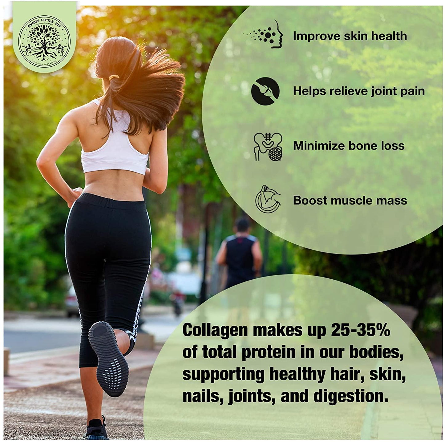 Every Little Bit Collagen Peptides Powder – Protein and Amino Acid Supplement, Hair, Skin, Nails and Joints – Potent 11g Per Serving